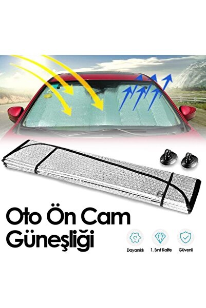 BTM OTOMOTİV Oto Ön Cam Metalize Güneşlik 70×150 CM Büyük Boy Nikel Vantuzlu