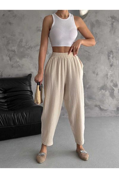 IŞILDA FASHION WOMEN'S WEAR LINEN COMFORTABLE PANT