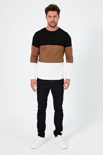 ALEXANDERGARDI Color Blocked Crew Neck Regular Fit Sweater - E24-Eze-05