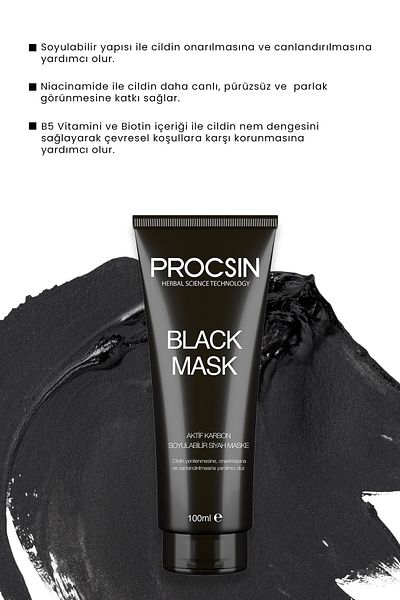 PROCSIN Blackhead Remover Black Mask with Activated Charcoal 100ML