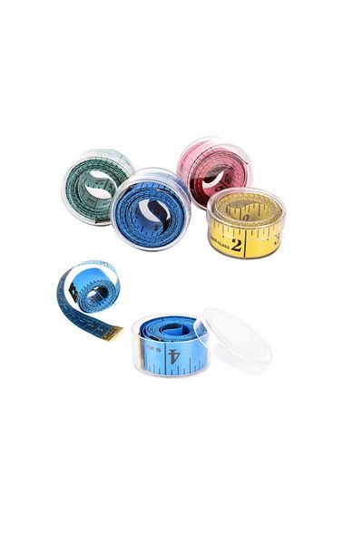 İşkur Makina Colored Standard 1.5 Meter Tape Measure Classic Tape Measure 12 Pieces with Transparent Box