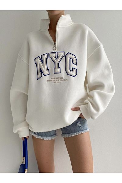 IŞILDA FASHION NYC BESTICKTES REISSVERSCHLUSS-SWEATSHIRT
