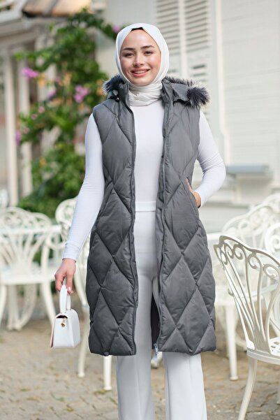 LOCCO Gray Hooded Double Pocket Vest