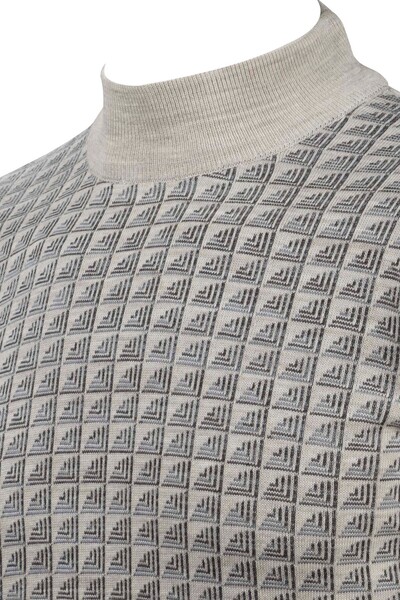 Çizgi Triko Чоловічий трикотажний светр у смужку - напівкомір, візерунковий трикотаж, класичний крій - 5002B