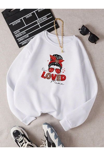 BENROMA Hanorac unisex pentru copii - Imprimat Loved Mama, Decolteu