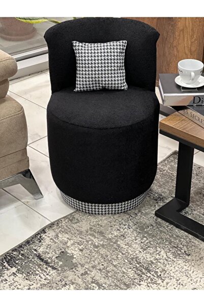 Breda Home Concept Modern Bukle Kumaşlı Kazayağı Detaylı Yuvarlak Silinebilir...