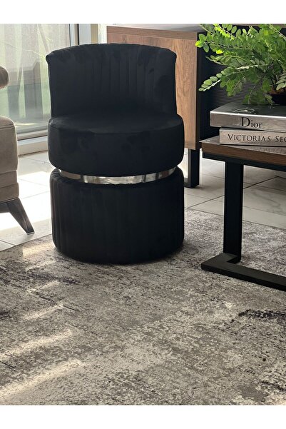 Breda Home Concept Lüks Modern Baby Face Kumaşlı Krom Detaylı Yuvarlak Siline...