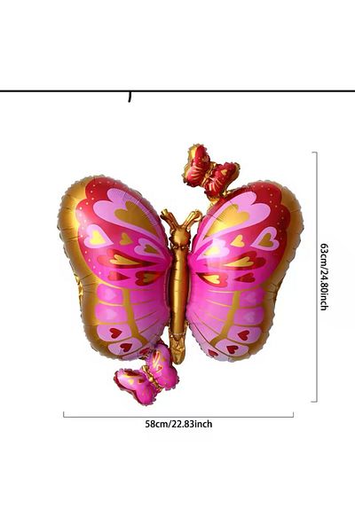 Partifabrik First Age Tone Butterfly Floral Balloon Baby Sower - Retro Vintage Red Pink