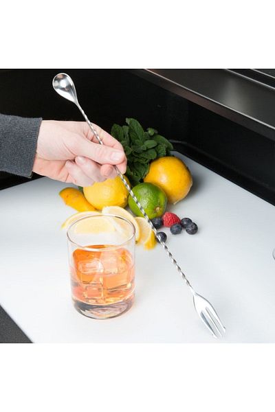 adin tasarım 30 Cm Twisted Bar Equipment - Bar Cocktail Mixer with Spoon and Fork