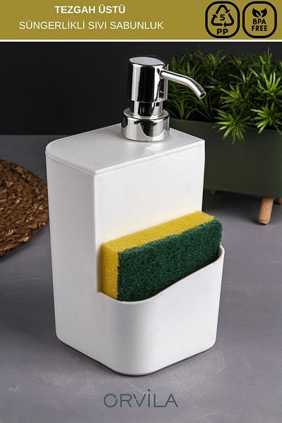 Orvila Smart Liquid Soap Dispenser and Detergent Dispenser - with Sponge Chamber, 650 ml