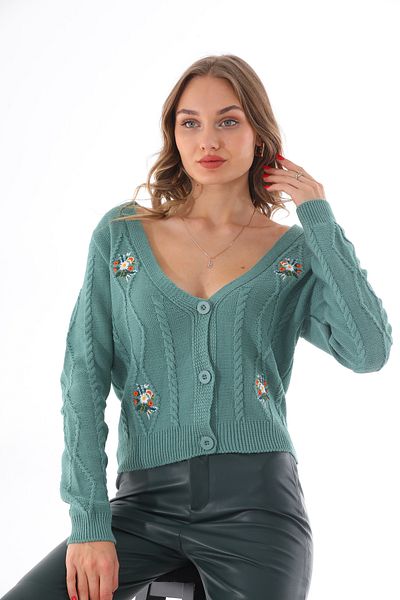Les Séduisantes c.a. Cardigan cu model floral brodat