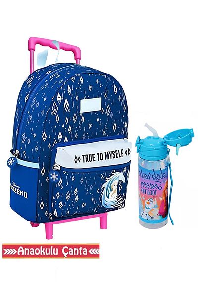 Frozen Elsa Licensed Squeegee Patterned Kindergarten Bag + Water Bottle (Set of 2)