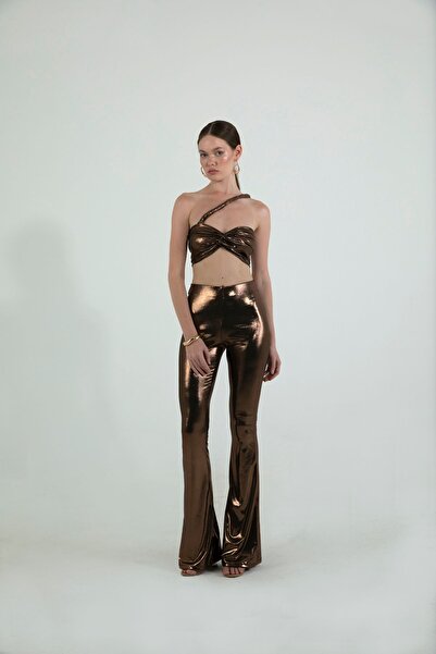 ENINTEGRATE Kadın Bronz Kahve Parlak Metalik Abiye Toparlayıcı Klasik Yüksek ...