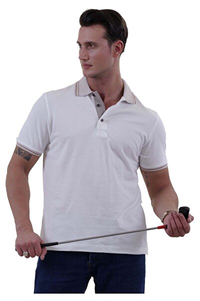 Exve Exclusive Tricou alb cu guler polo - bumbac necontractabil