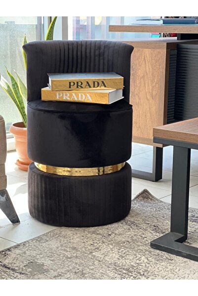 Breda Home Concept Lüks Modern Baby Face Kumaşlı Gold Detaylı Yuvarlak Siline...