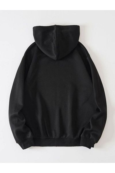 modaberry Cardigan supradimensionat cu model de schelet gotic negru - Cardigan de iarnă cu glugă și buzunare cu fermoar