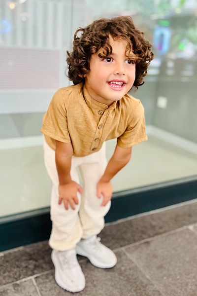 meqlife New Season Hakim Collar Brother Combination Angel and Trousers Set - Brown