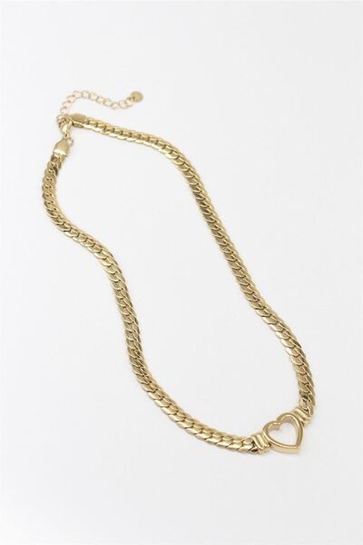 FASA FİSO Kalp Choker Çelik Kolye (45+5)