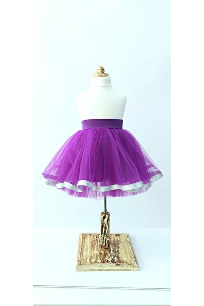 LULLY KİDS Fusta tutu din tul pentru fete - Fusta cu detaliu panglica cu sclipici la tiv