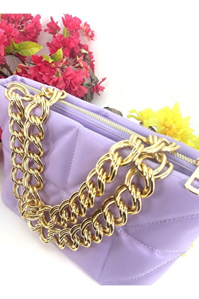 Seniorah Lilac Diamond Patterned Chain Women's Bag