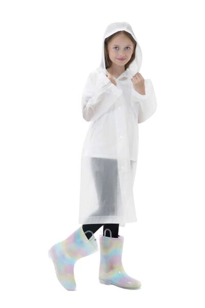 Kezban Tekstil Pelernă de ploaie cu glugă rezistentă la vânt pentru copii Eva Raincoat 7-12 ANI