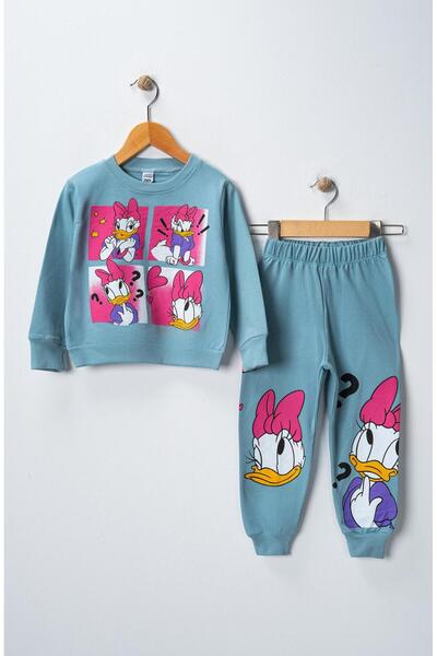 Teymbaby Комплект памучен суитчър с дълъг ръкав и анцуг с щампа на Дейзи Дък