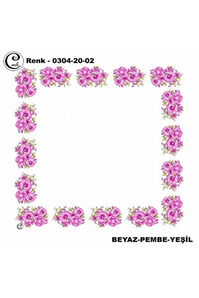 Beyaz zemin-iri pembe çiçekli yazma