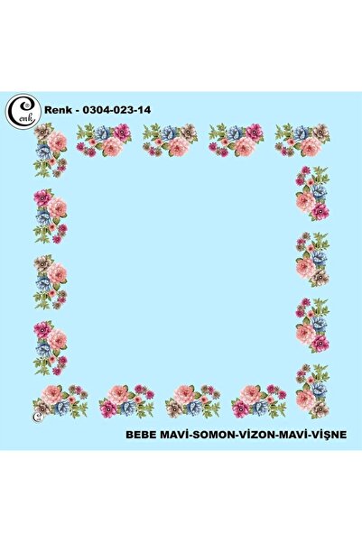 Cenk Bebe mavi - somon çiçekli yazma