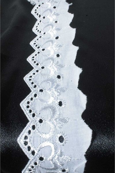 ÖZPAŞ TEKSTİL VE AKSESUAR Λευκό Δαντελένιο Φιστό - 5 cm x 9 mt