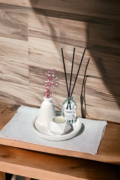 ALLEZA HOME Dekoratif Konik Vazo Geometrik Mumluk Oda Kokulu Set