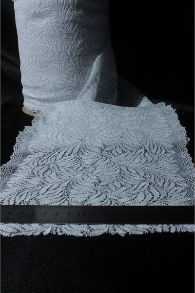 ÖZPAŞ TEKSTİL VE AKSESUAR 22cm Λευκή Λύκρα Δαντέλα - Στενά Φύλλα