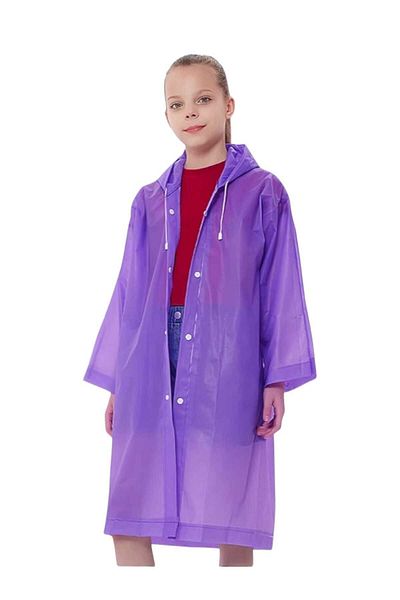 Kezban Tekstil Children's Windproof Hooded Raincoat Eva Raincoat 7-12 Years Old
