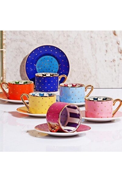 Kosova طقم فناجين قهوة النخبة (ملون-منقط)