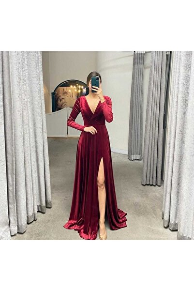 Phoenix Women فستان سهرة مخملي بفتحة