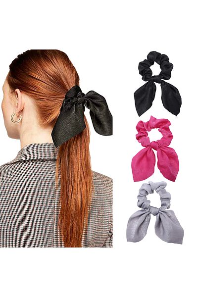 Cinderella Eșarfă Scrunchie din 3 piese - Agrafă de păr elastică cu fundă pentru femei Culoare-5