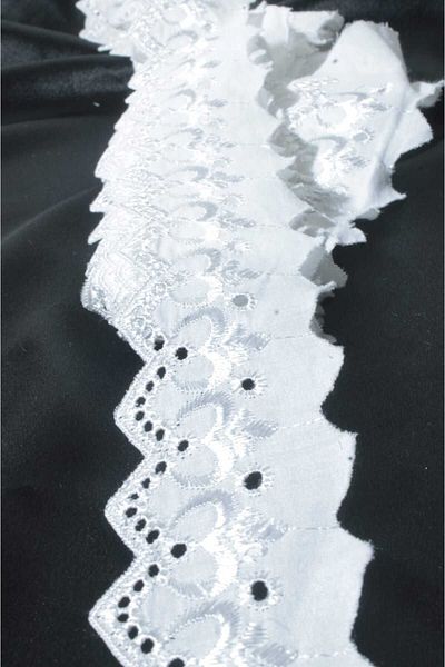 ÖZPAŞ TEKSTİL VE AKSESUAR Λευκό Δαντελένιο Φιστό - 5 cm x 9 mt