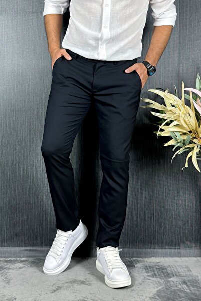CW Casualwear Navy Blue Men's Trousers - Italian Cut, A Quality, Lycra