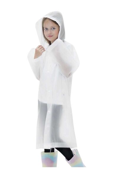Kezban Tekstil Pelernă de ploaie cu glugă rezistentă la vânt pentru copii Eva Raincoat 7-12 ANI
