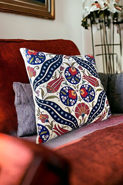 Chintar Jakarlı Goblen Pano Dokuma Lale Dekoratif Kırlent / Yastık Kılıfı