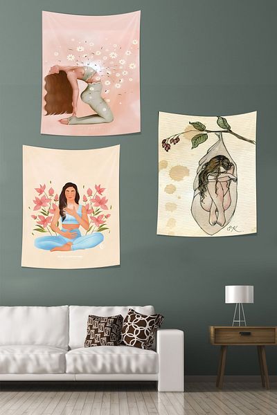 on the clouds Relax Mystic Stain-Proof Tapestry με Floral Pattern για κορίτσι - Σετ 3