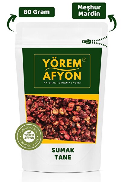 Gülçehre Yörem Afyon Meşhur Mardin Midyat Yöresinden Doğal Şifa Kaynağı Yerli Hasat Tane Sumak {rhus} | 80gr