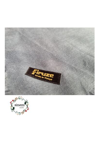 Firuze düz boncuk flamlı başörtüsü