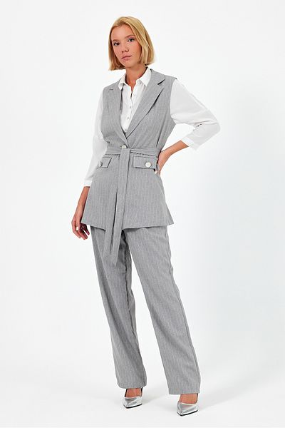 MADAME MELEK Premium Striped Suit Set