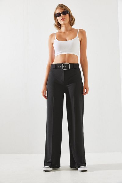 Bianco Lucci Women's Wide Leg Belted Trousers