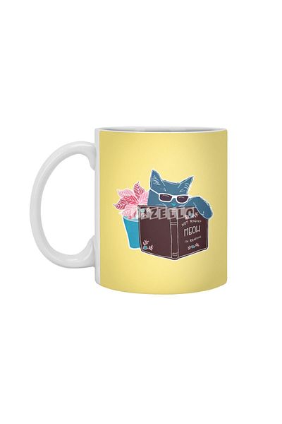 Fizello مظلة منقوشة بالزهور - "Not Right Meow I'mWhite Mug"