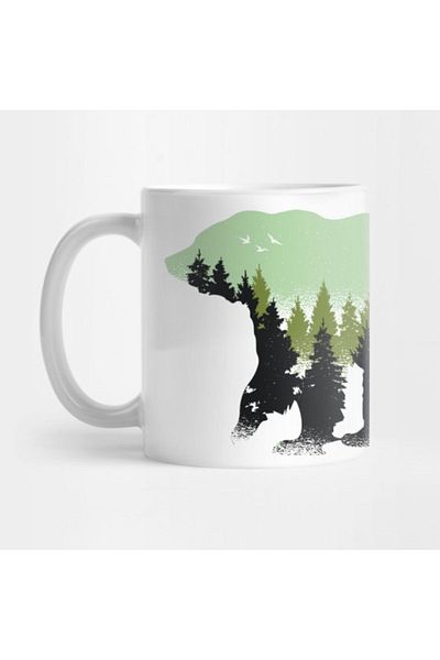 TatFast كوب فني من Green Tree Bear Nature - هدية، هدية، هدية