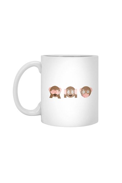 Fizello كوب أبيض من Three Wise Monkeys، هدية، مهر، عرض