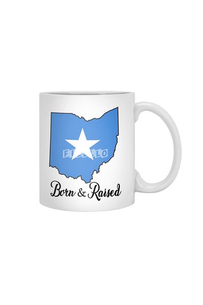 Fizello كوب أبيض من Born In Somalia Raised In Ohio، هدية، مهر، عرض