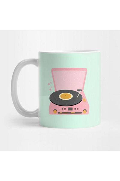 TatFast Pink Vintage Record Player Mug, Gift, Dowry, Presentation Holder