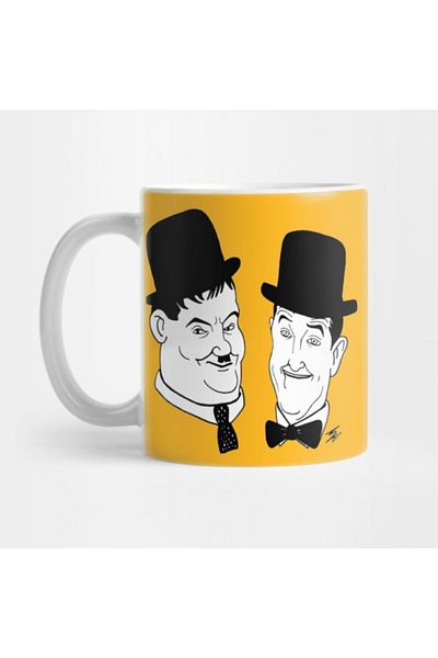 TatFast Laurel and Hardy Caricatures Mug, Gift, Dowry, Presentation Holder